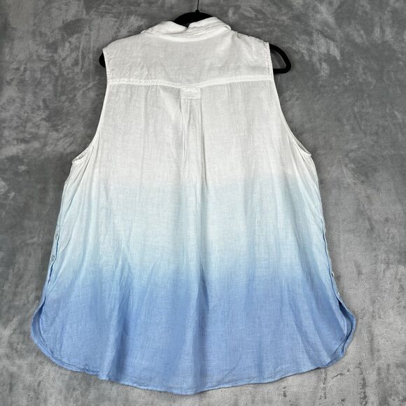 Talbots Tops Women Size 2XL 100% Linen Sleeveless Button Front Tunic Color Block - Picture 10 of 11